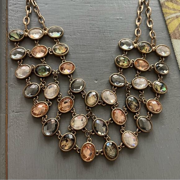 St. Thomas Gold Tone Bib Statement Necklace - Picture 8 of 9